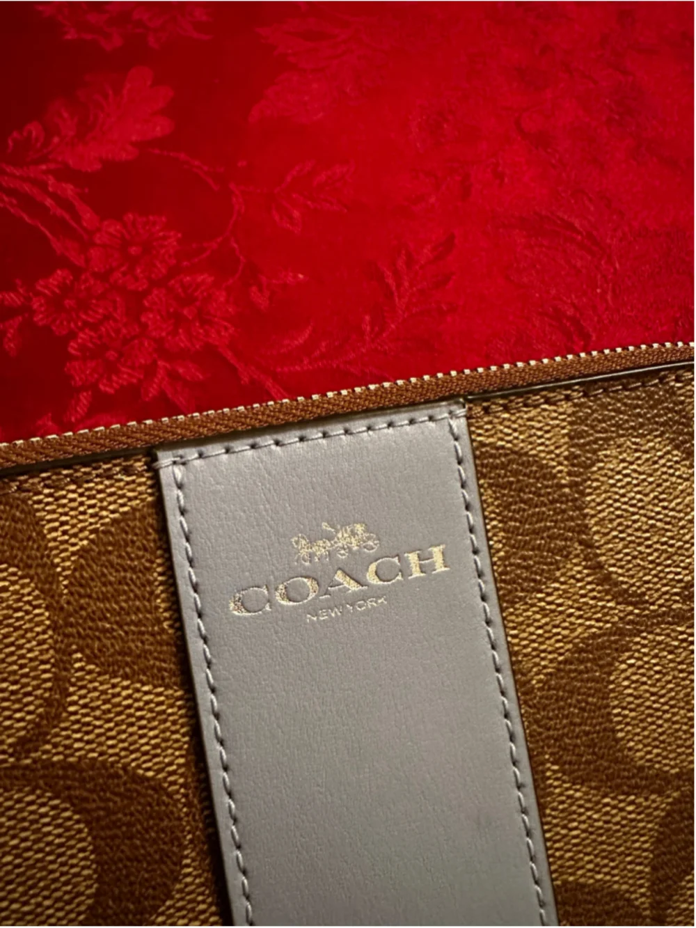 Coach Signature Brown & Blue Coated Canvas Wristlet